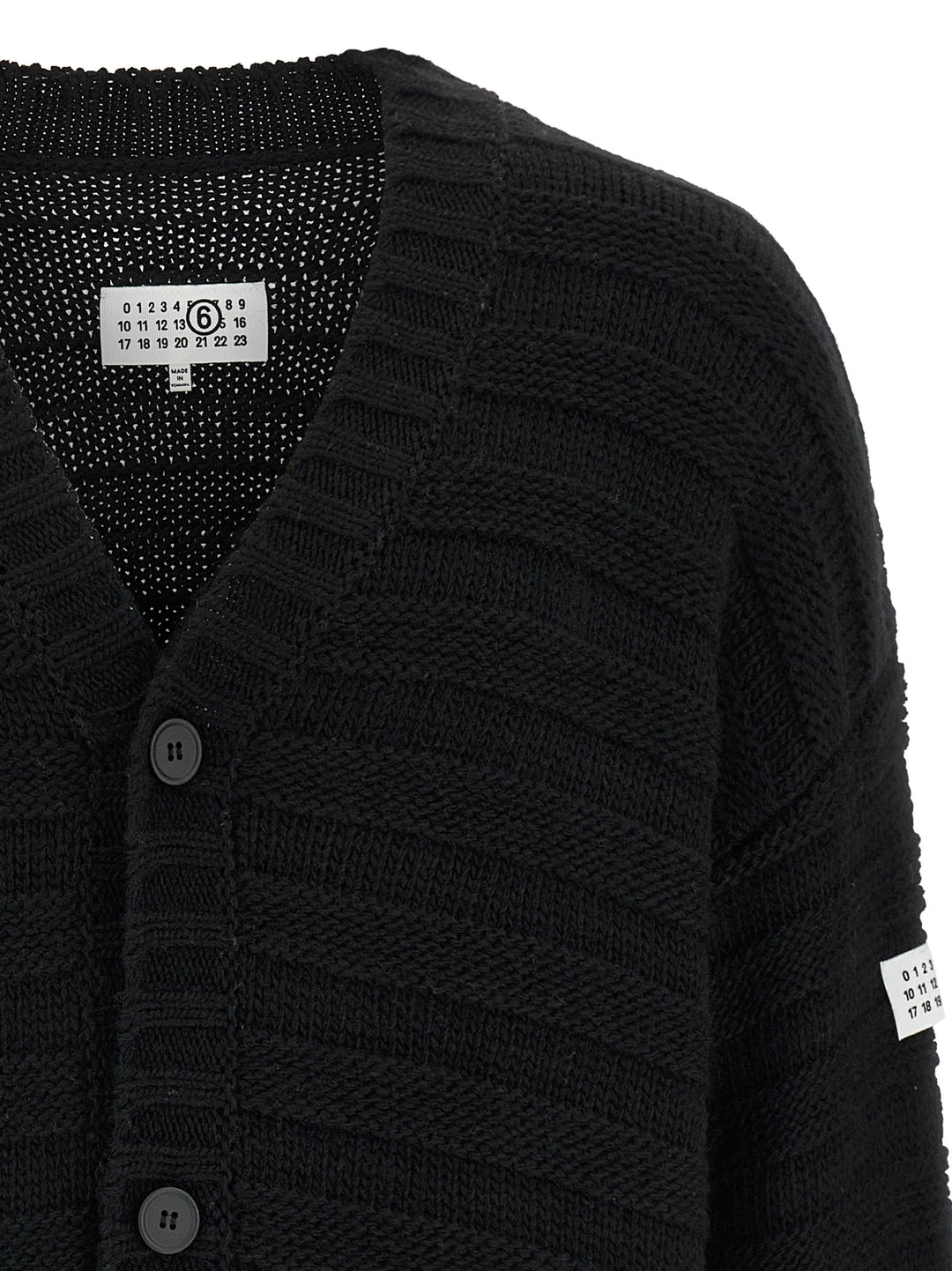 Mm6 Maison Margiela Distressed Wool Cardigan Maglioni - Nero | 815834ce9c1f21f6e85b2662c94830c6f1f419c2