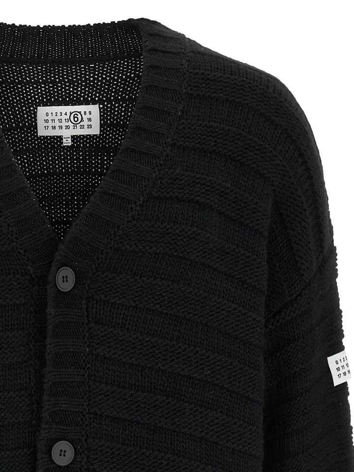 Mm6 Maison Margiela Distressed Wool Cardigan Maglioni - Nero | 815834ce9c1f21f6e85b2662c94830c6f1f419c2