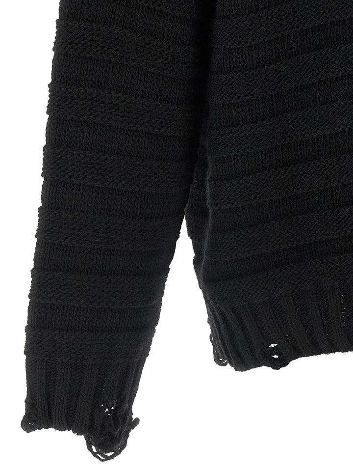 Mm6 Maison Margiela Distressed Wool Cardigan Maglioni - Nero | 8739c5e72ff660126765172f9b0e95a480beeb88