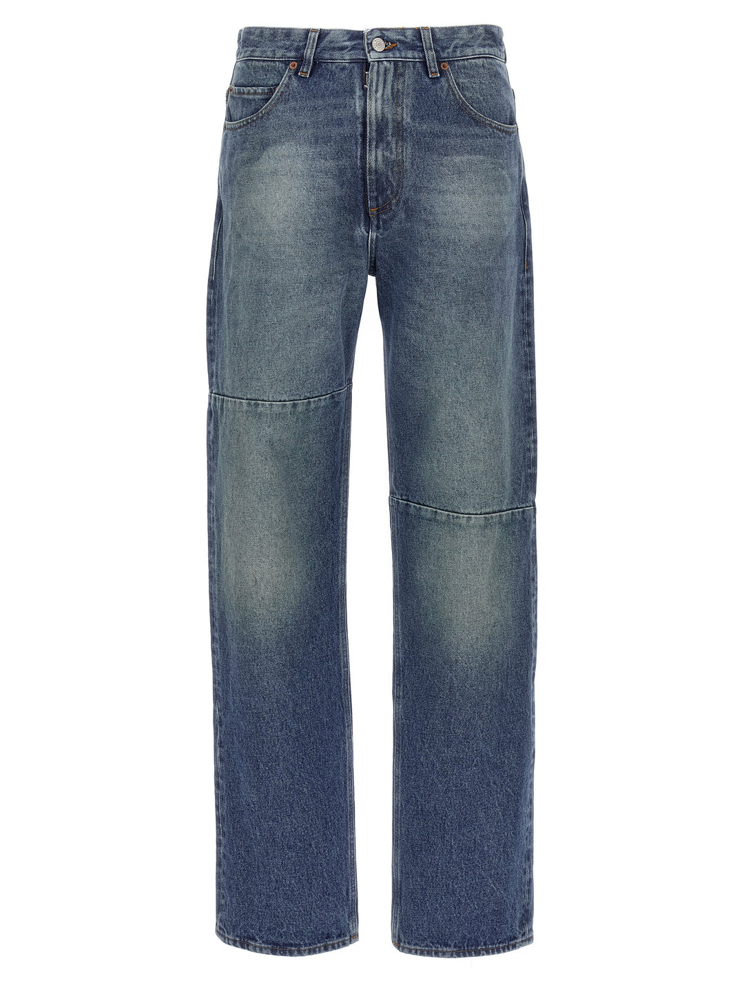 Mm6 Maison Margiela Asymmetric Stitching Jeans - Blu | 38b368bd19dba62f90cb67ba7e0b63c38f8ede77