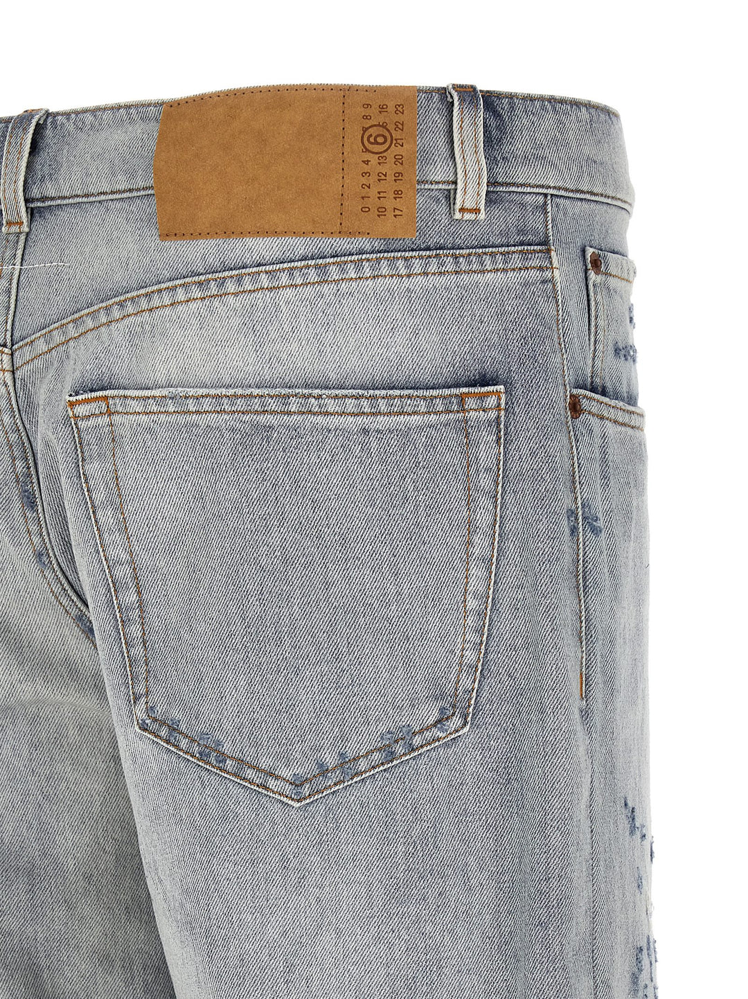 Mm6 Maison Margiela Used Effect Jeans - Celeste | cba6039d280d5914ec45f520d6cedb28e8f73144