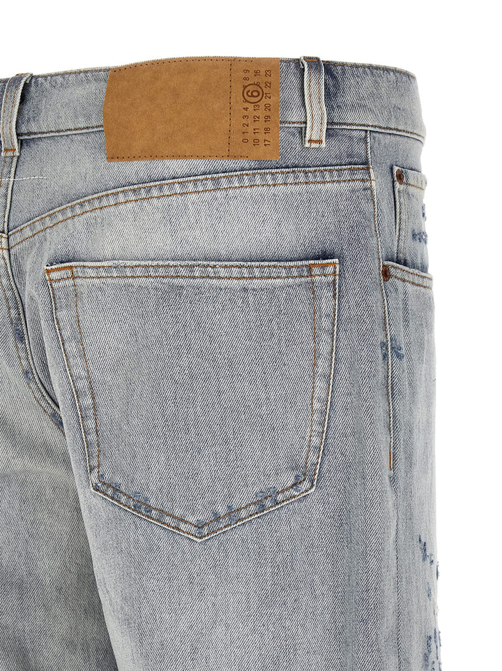 Mm6 Maison Margiela Used Effect Jeans - Celeste | cba6039d280d5914ec45f520d6cedb28e8f73144
