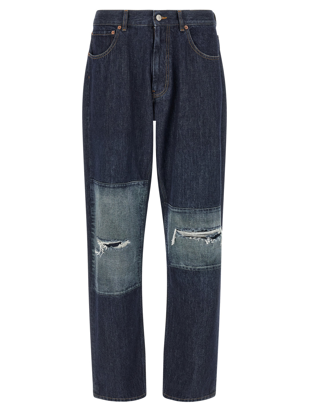 Mm6 Maison Margiela Patchwork Insert Jeans - Blu | 68d0f5afedfaeefcd1ca088fc24a69b7f8ced643