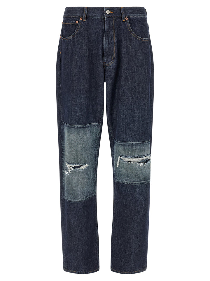 Mm6 Maison Margiela Patchwork Insert Jeans - Blu | 68d0f5afedfaeefcd1ca088fc24a69b7f8ced643