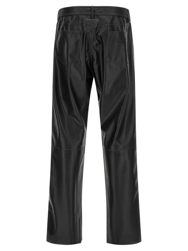 Mm6 Maison Margiela Leather-Effect Pantaloni - Nero | 4e3293fd621dba89fdb620bca2429dd3e5ac5eb3