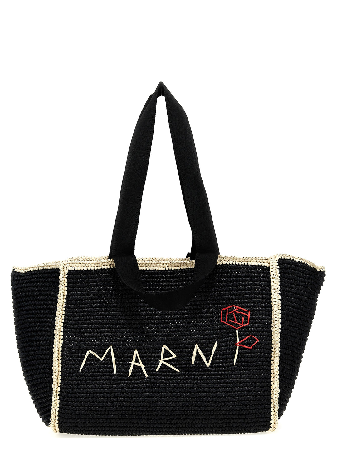 Macramé Shopping Bag Tote Bianco/Nero