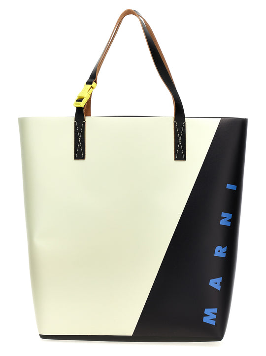 Logo Shopping Bag Tote Bianco/Nero