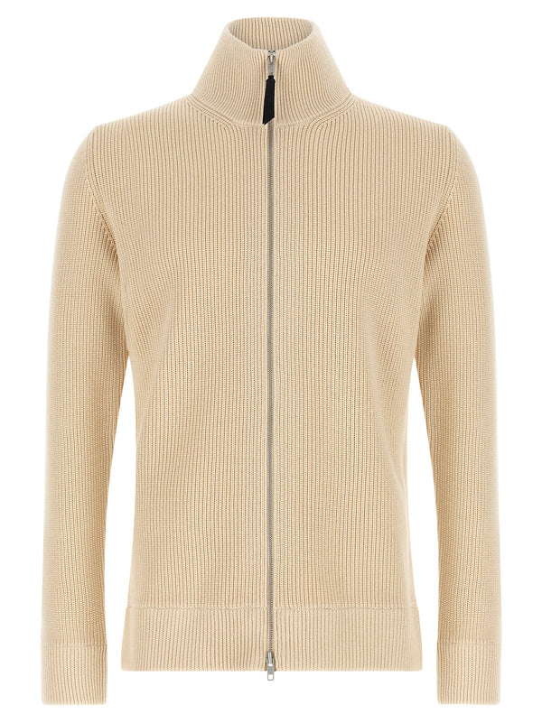 Ribbed Knit Cardigan Maglioni Beige