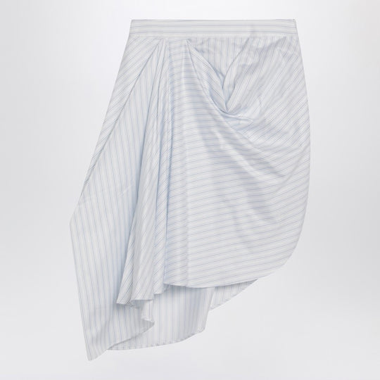 White Striped Draped Asymmetric Skirt