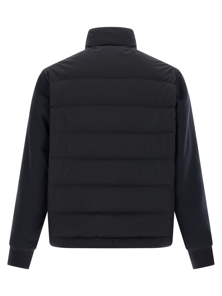 Brioni Mix Material Puffer Jackets - Blu | f4c3d97b3546e45ce127c28680adab925eeadff5