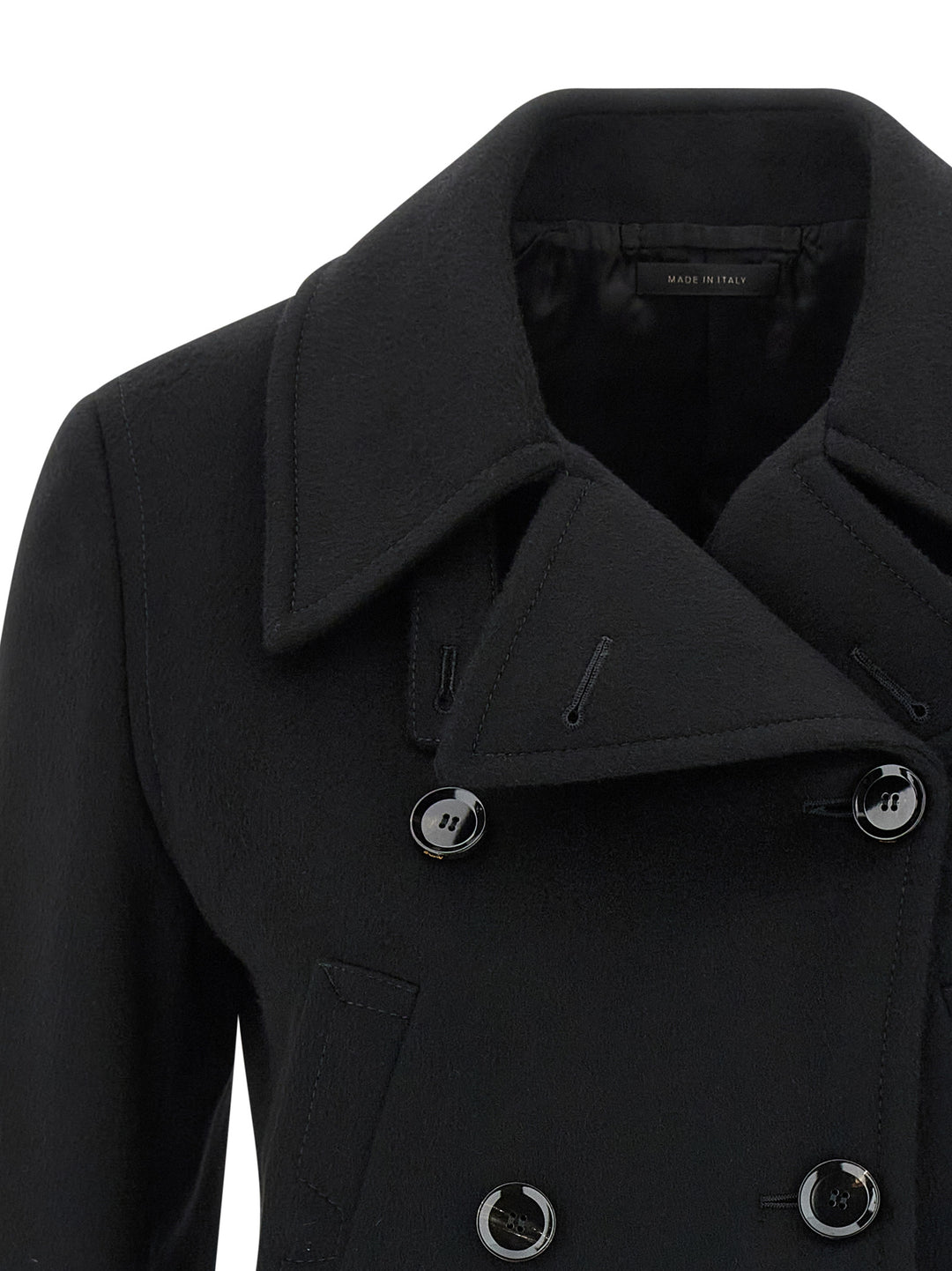 Brioni Cashmere Cropped Coat Trench e Impermeabili - Nero | 805572fdbae33bf26c62e4e09face92653766760