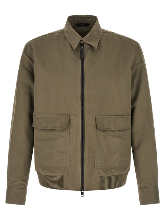 Linen Cotton Blouson Puffer Jackets Verde