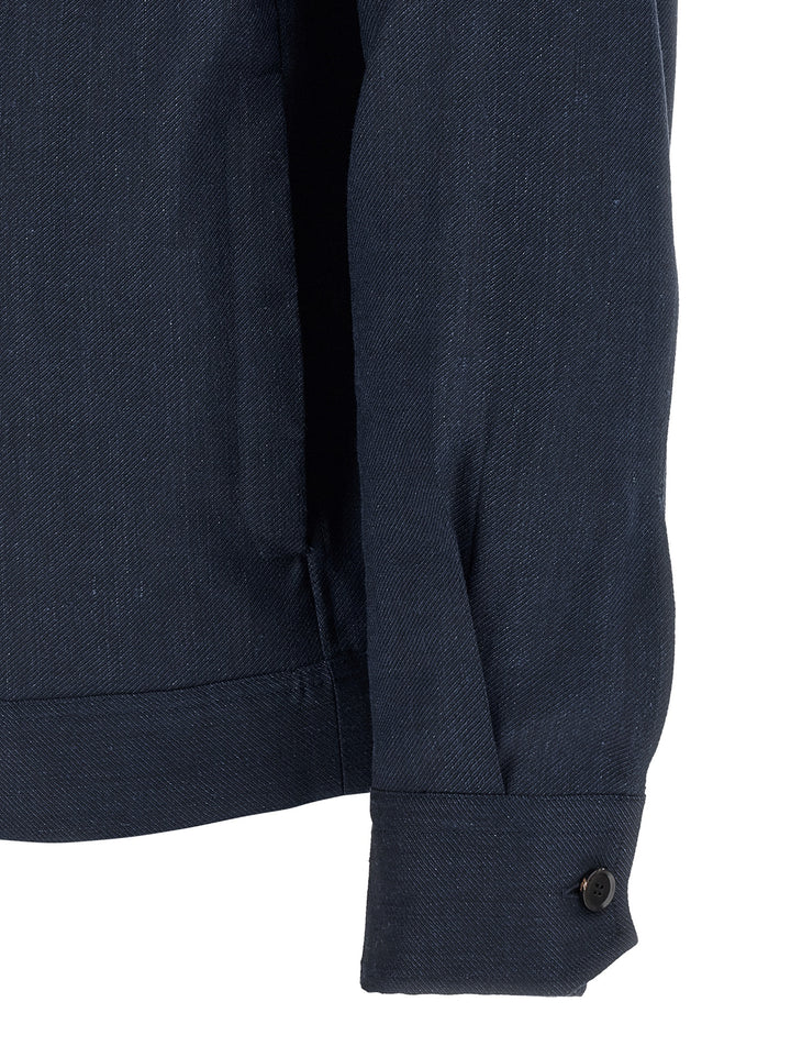 Brioni Linen Wool Blouson Puffer Jackets - Blu | 91ce4f492a340c3efe39239ef5d32a108e272563