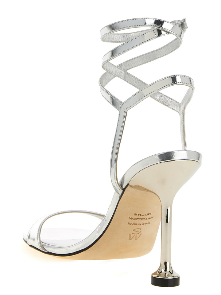Stuart Weitzman Nudistini Wrap Sandali - Silver | 54674be10fbe3353f64066466d45858e7cf279b7
