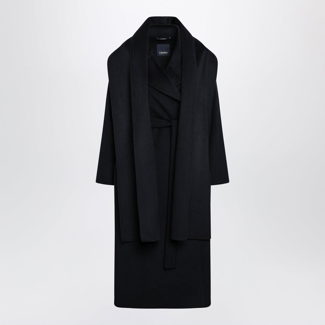'S Max Mara Dark Blue Wool And Cashmere Dressing Gown Coat