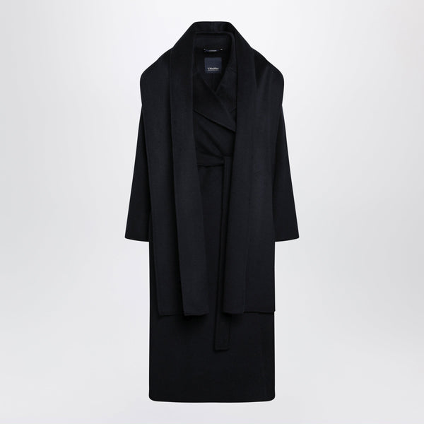 Dark Blue Wool And Cashmere Dressing Gown Coat