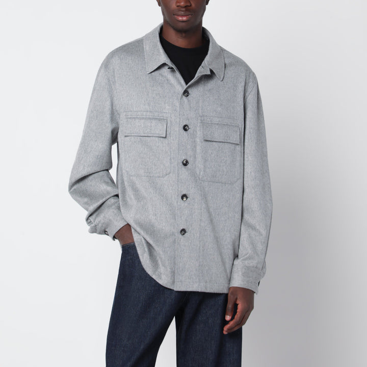 Zegna Grey Mélange Cashmere Shirt Jacket