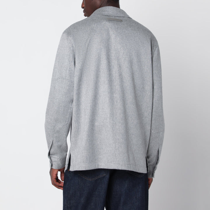 Zegna Grey Mélange Cashmere Shirt Jacket