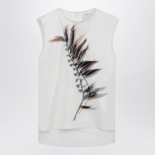 White Double-Layer Top In Satin And Tulle