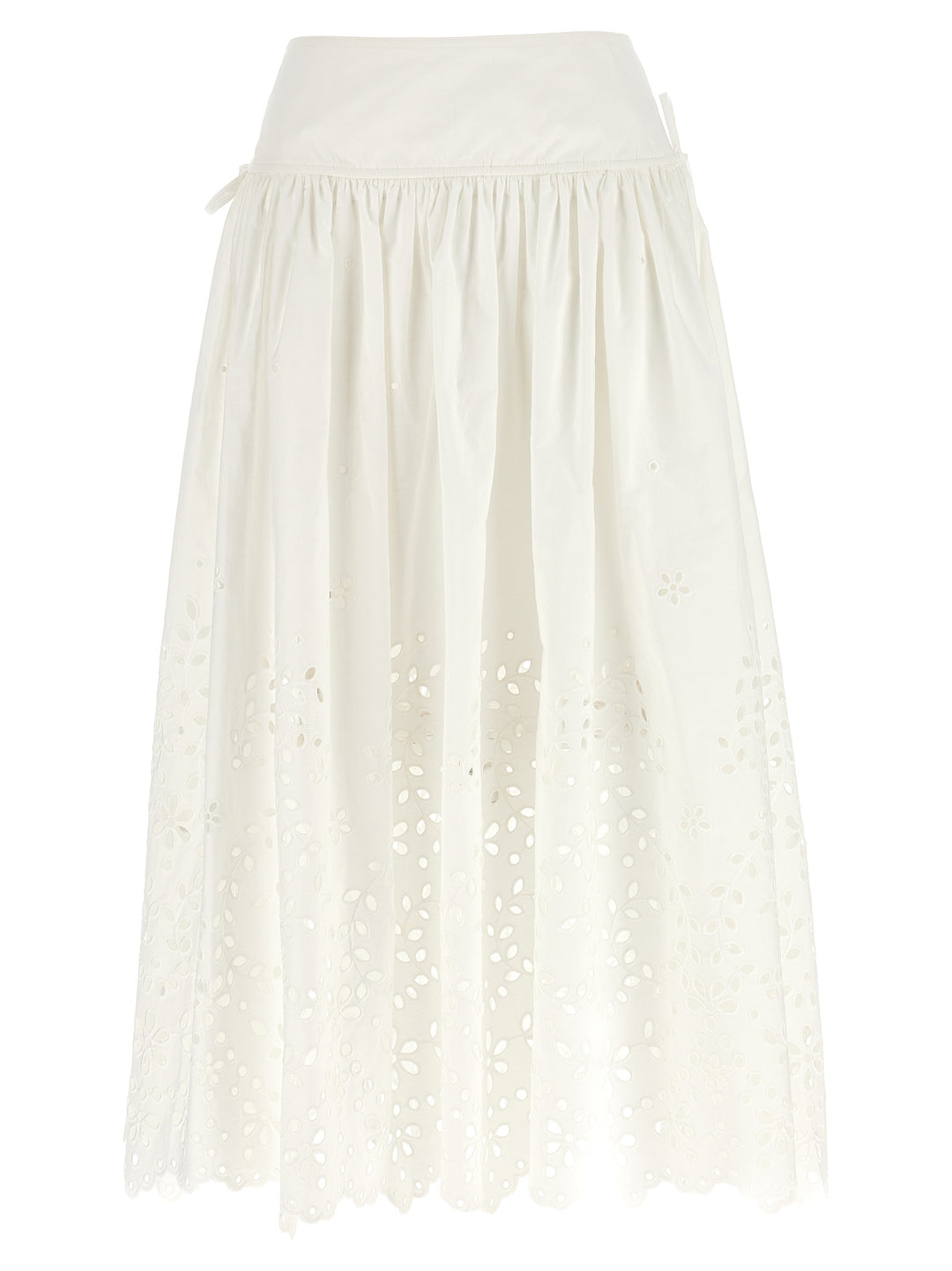 Self Portrait White Cotton Embroidered Midi Gonne - Bianco | ba57dd65edb26b8dce1c978219570f5b0ae1647f