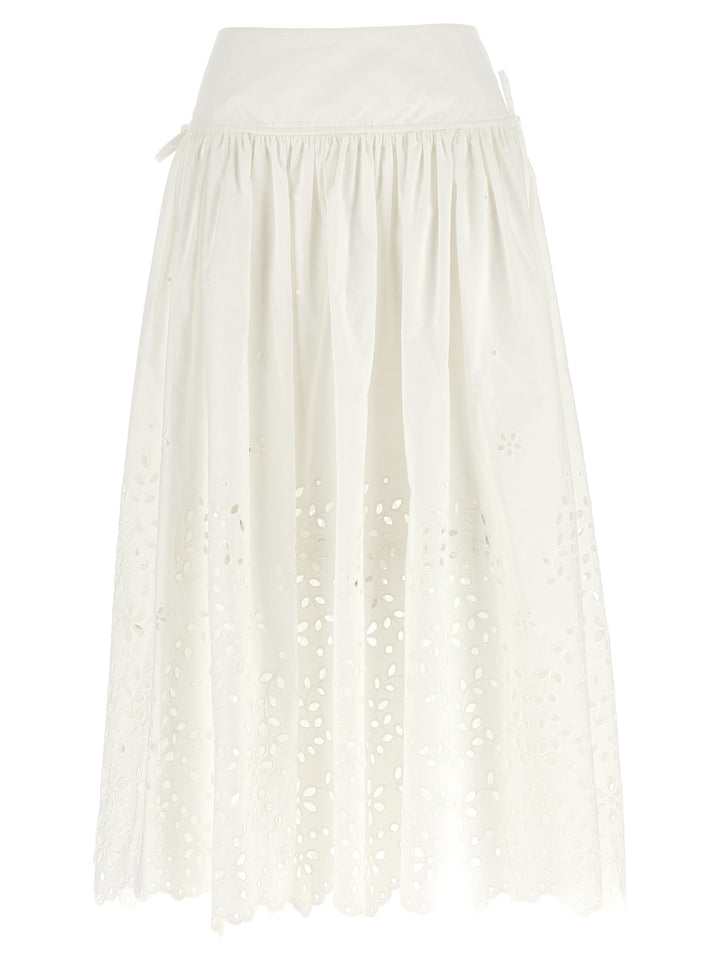 Self Portrait White Cotton Embroidered Midi Gonne - Bianco | ba57dd65edb26b8dce1c978219570f5b0ae1647f