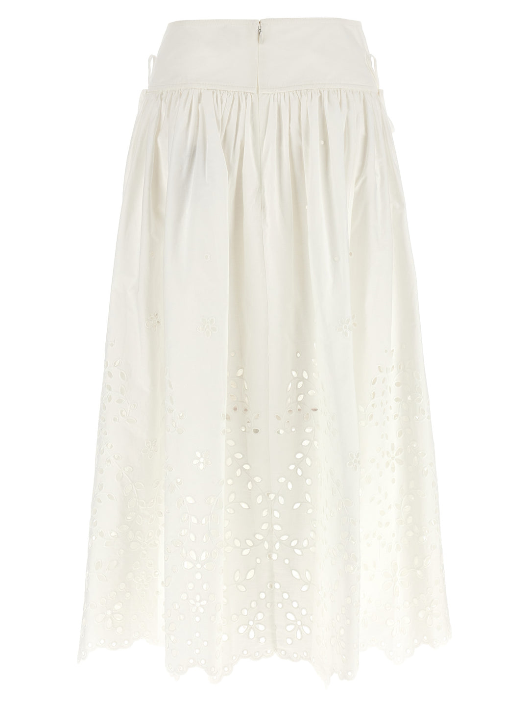 Self Portrait White Cotton Embroidered Midi Gonne - Bianco | bf2bca8acf643826a04fead12c4d069769c1d252