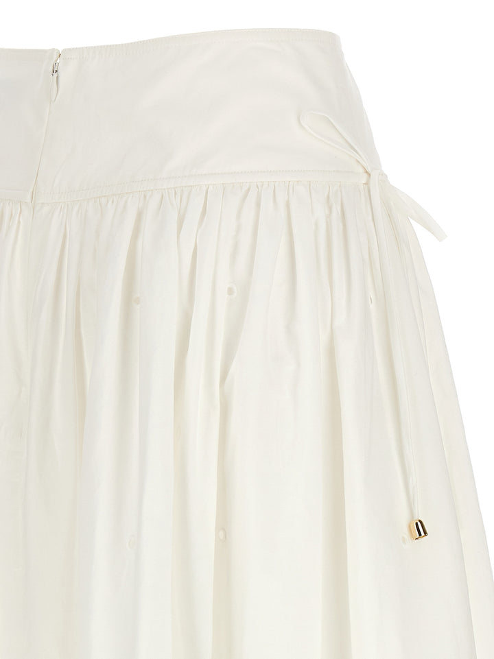 Self Portrait White Cotton Embroidered Midi Gonne - Bianco | 44c5925e3797b122aebaff2b7365a62749083766