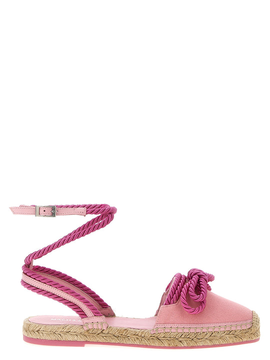 Double Bow Pink Riviera Flat Shoes Rosa