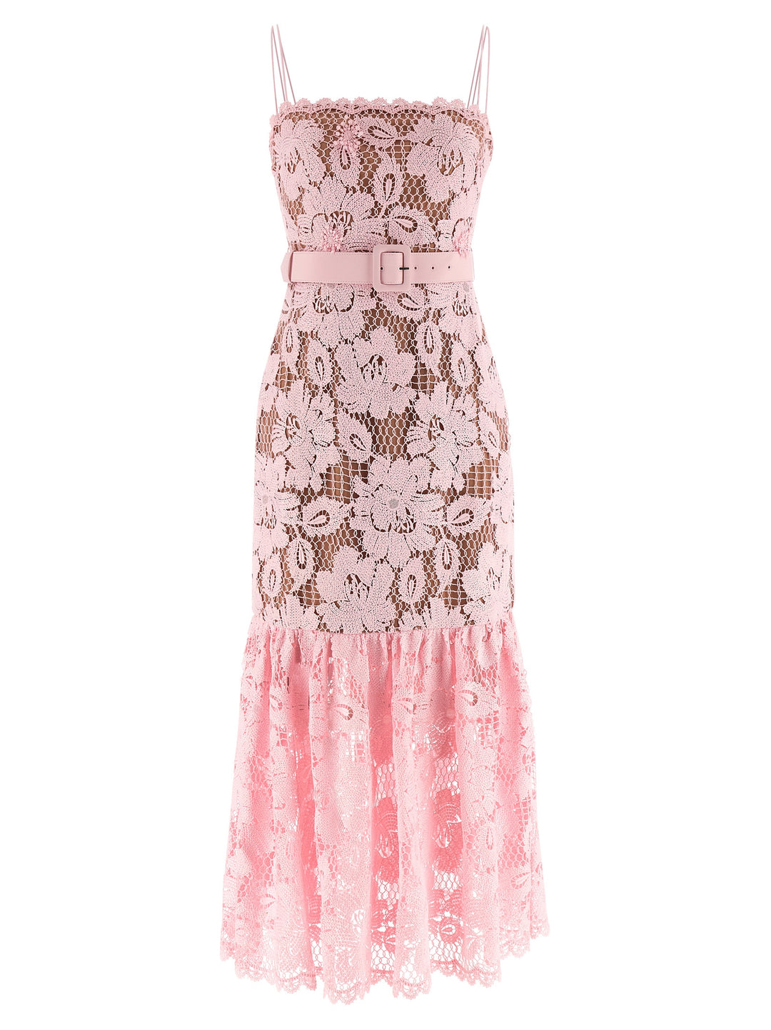 Self Portrait Pink Crochet Lace Midi Abiti - Rosa | 0a6cc8932c82675d49ec4f79f26c42ca8c0ccfb3