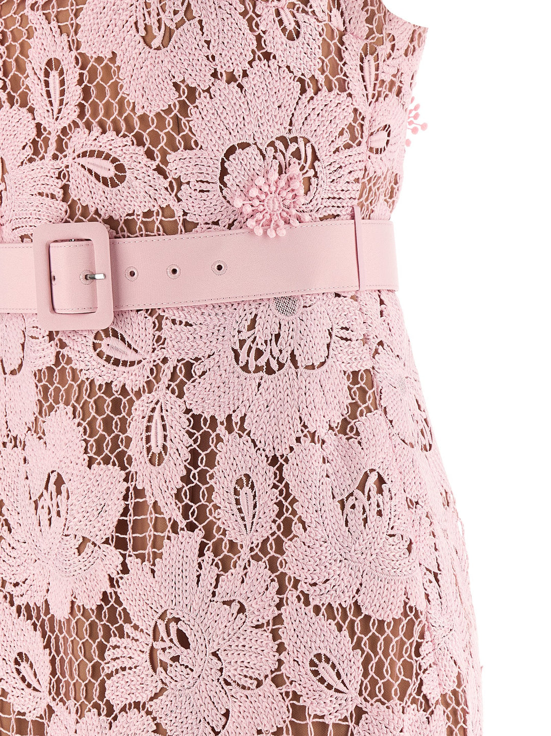 Self Portrait Pink Crochet Lace Midi Abiti - Rosa | 66f8291c90e9eb690b103d21a456716fc1947bf9