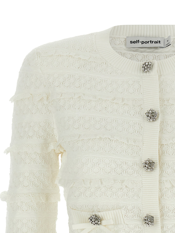 Self Portrait Pointelle Diamante Maglioni - Bianco | 9e36a73add399276f4e6adc18c13f9166c7b9b75