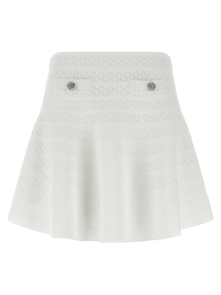 Self Portrait Pointelle Knit Gonne - Bianco | 3cae9271d598d33f332cec362864670798eb3a1e