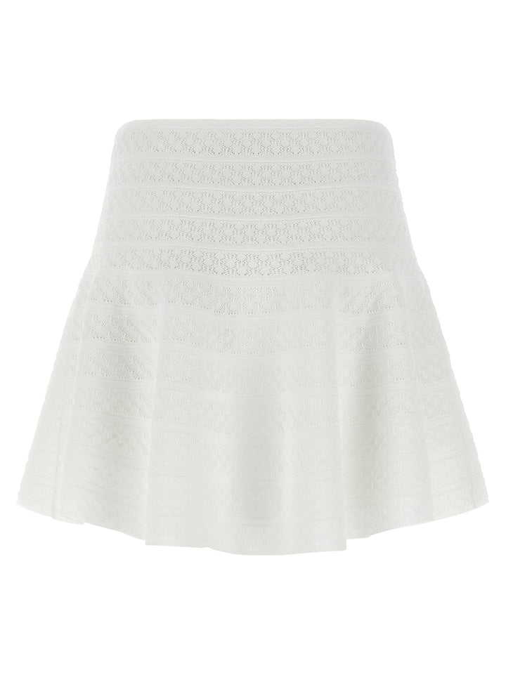 Self Portrait Pointelle Knit Gonne - Bianco | a5db531cf0753f28e7271317181891b82d8eb6a0