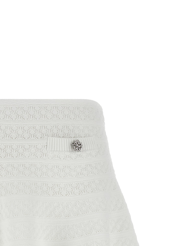 Self Portrait Pointelle Knit Gonne - Bianco | e7d415e195627f1c440a2b6faf58da4d59871c3b