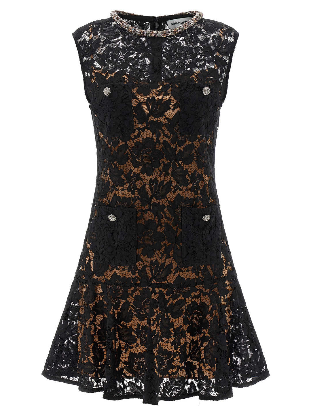 Self Portrait Black Lace Crystal Abiti - Nero | eeb480f817c93286da5bf5c4497ee7bc2104a7a8