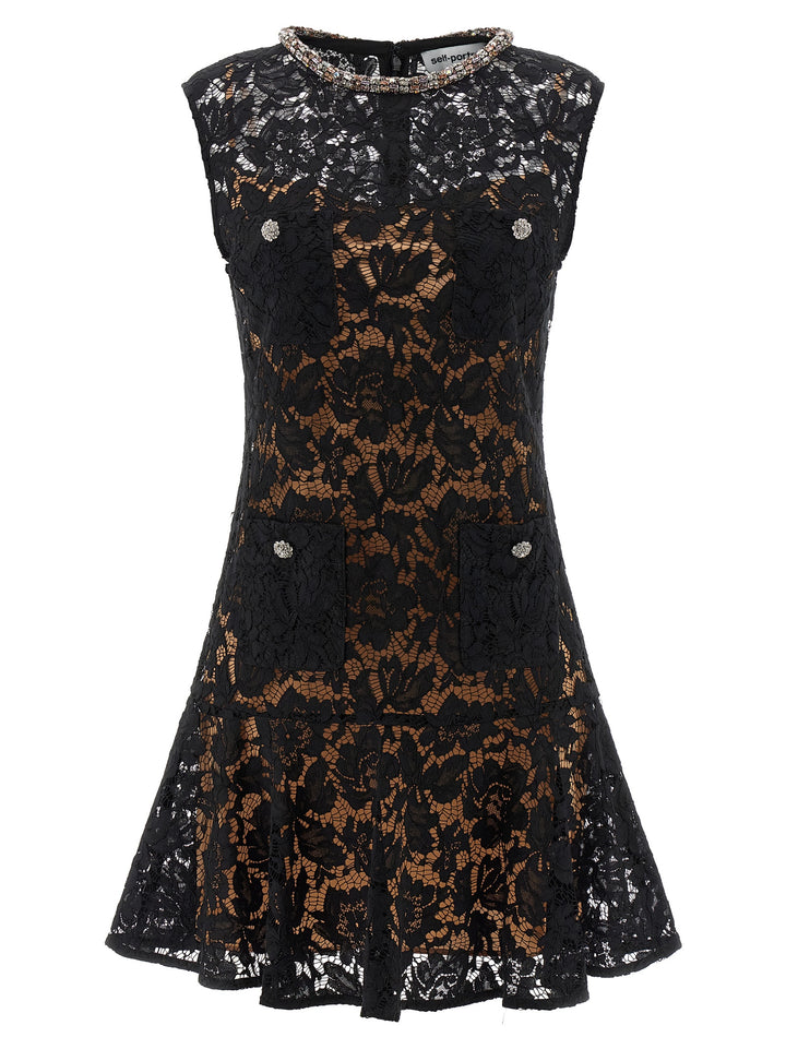 Self Portrait Black Lace Crystal Abiti - Nero | eeb480f817c93286da5bf5c4497ee7bc2104a7a8