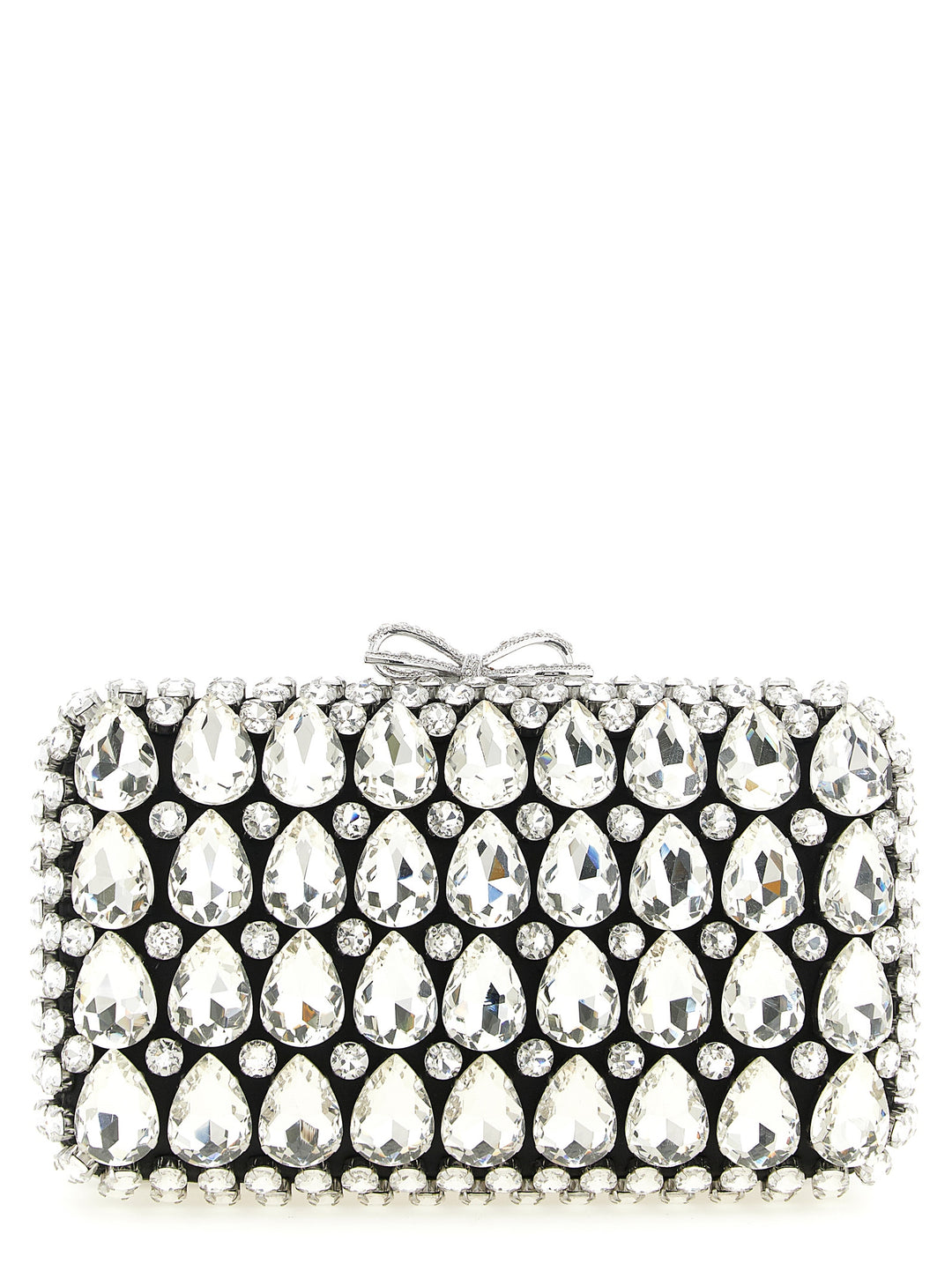 Self Portrait Black Satin Crystal Clutch - Nero | 938d60095c4e1b90927ee45131c23e4d05727c83