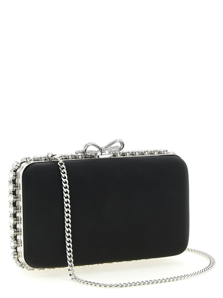 Self Portrait Black Satin Crystal Clutch - Nero | e36972a60811fd6048c6a4987a3f005faa4ba077