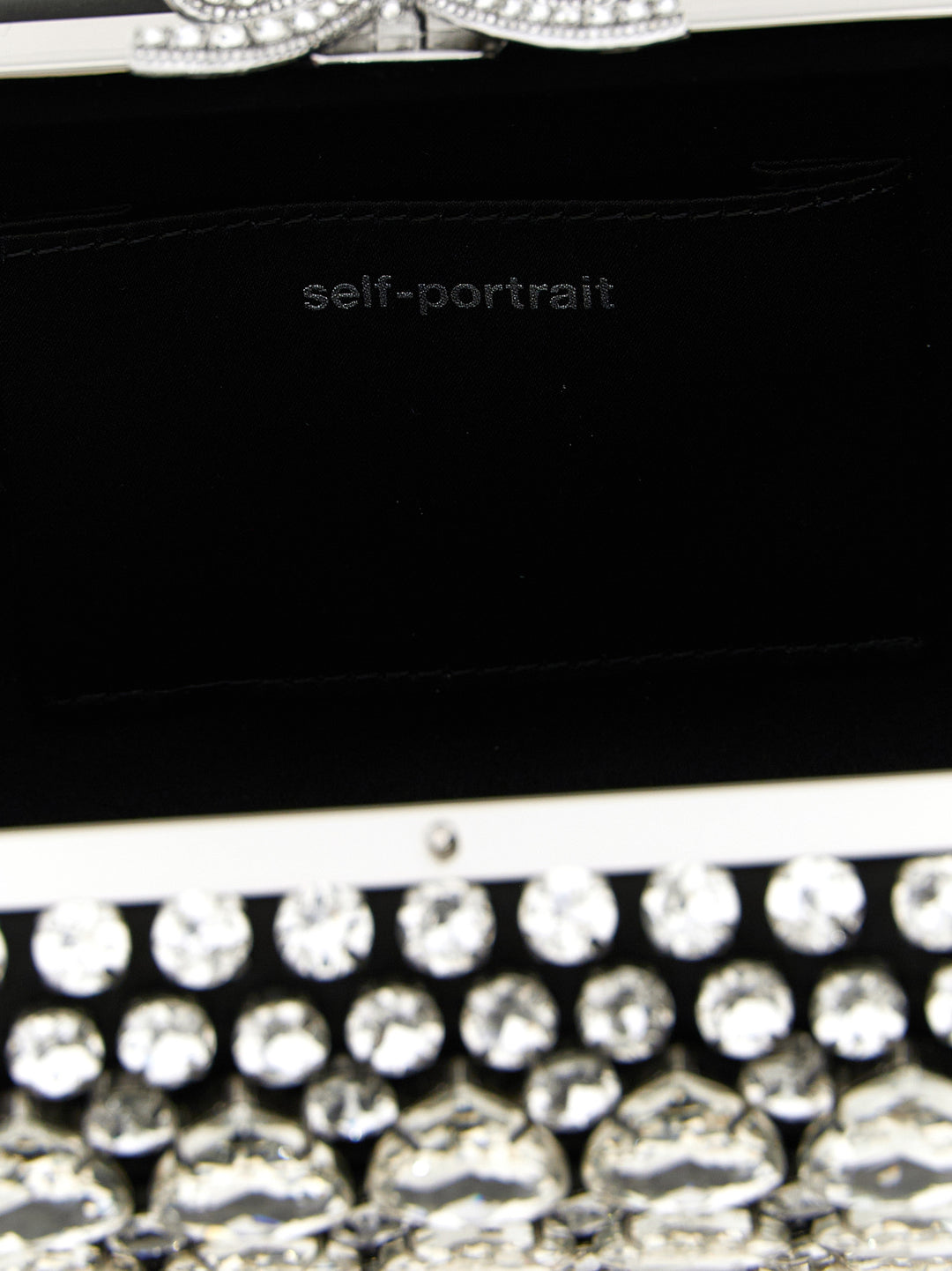 Self Portrait Black Satin Crystal Clutch - Nero | 0ebaf90b029744894d9dca3bdff605654a803d7a
