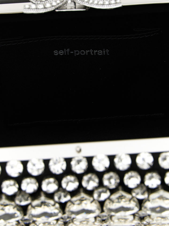 Self Portrait Black Satin Crystal Clutch - Nero | 0ebaf90b029744894d9dca3bdff605654a803d7a