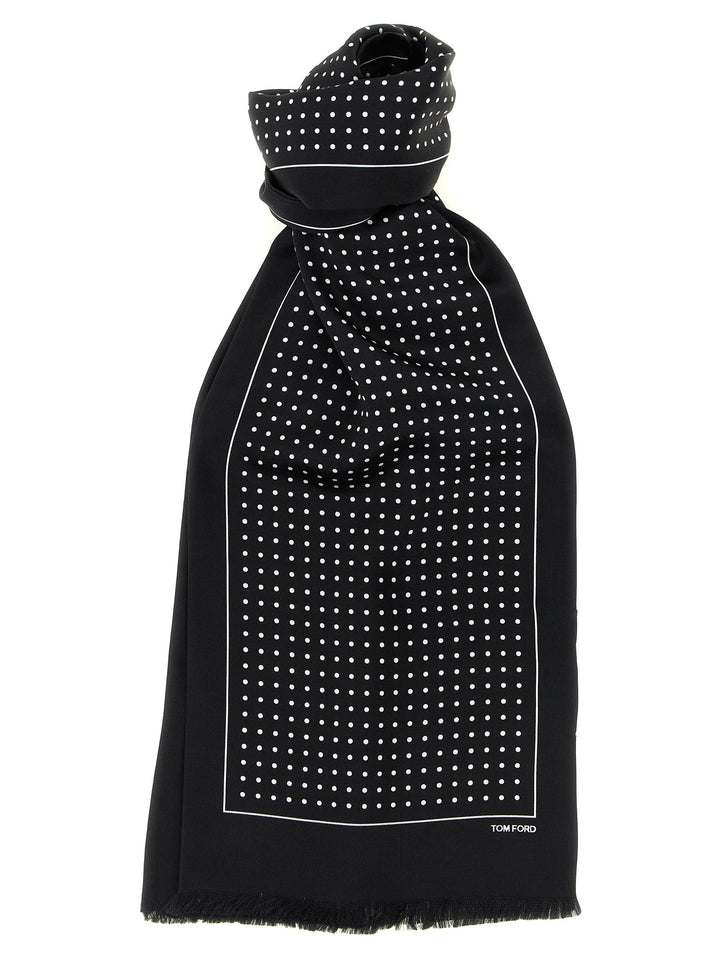 Tom Ford Polka Dot Silk Scarf Sciarpe - Nero | 64df8c7e8bcb2a3c6d8c905ba26859b5a982697e