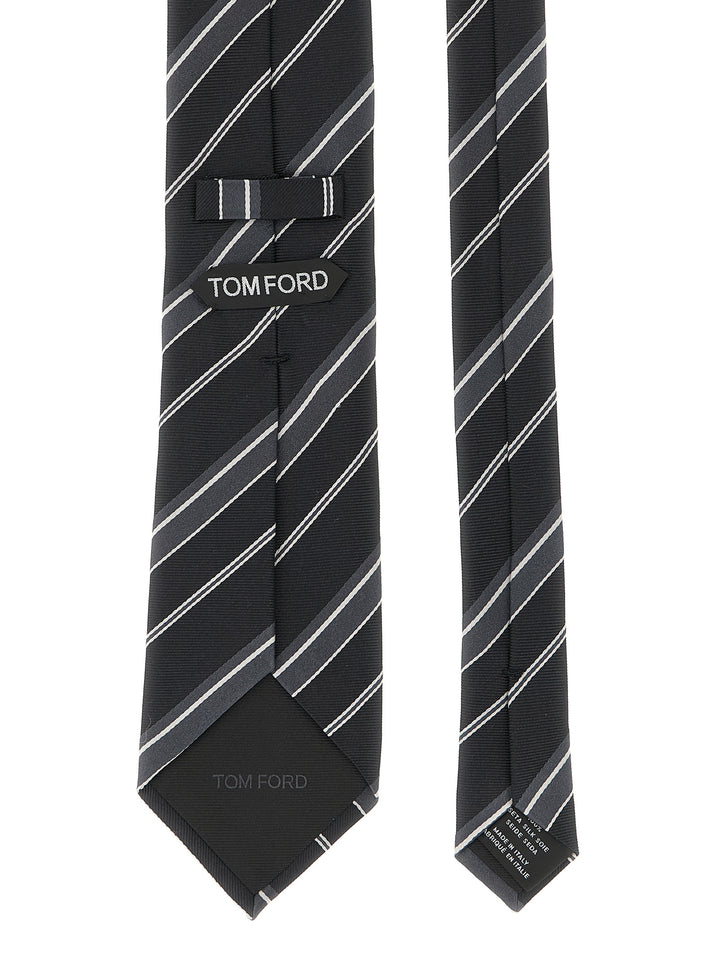 Tom Ford Diagonal Striped Tie Cravatte - Nero | 7b17caf68fecf587e2cc5865adaa5063601b63a6