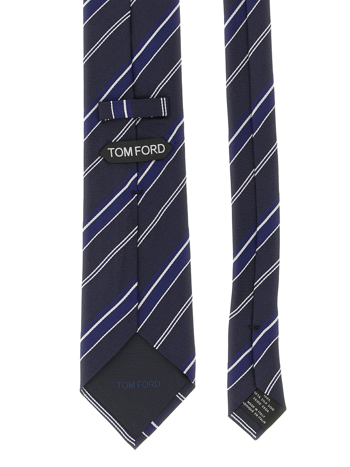 Tom Ford Diagonal Striped Tie Cravatte - Blu | 218c260f856aa81bec9950d8990973face5486af
