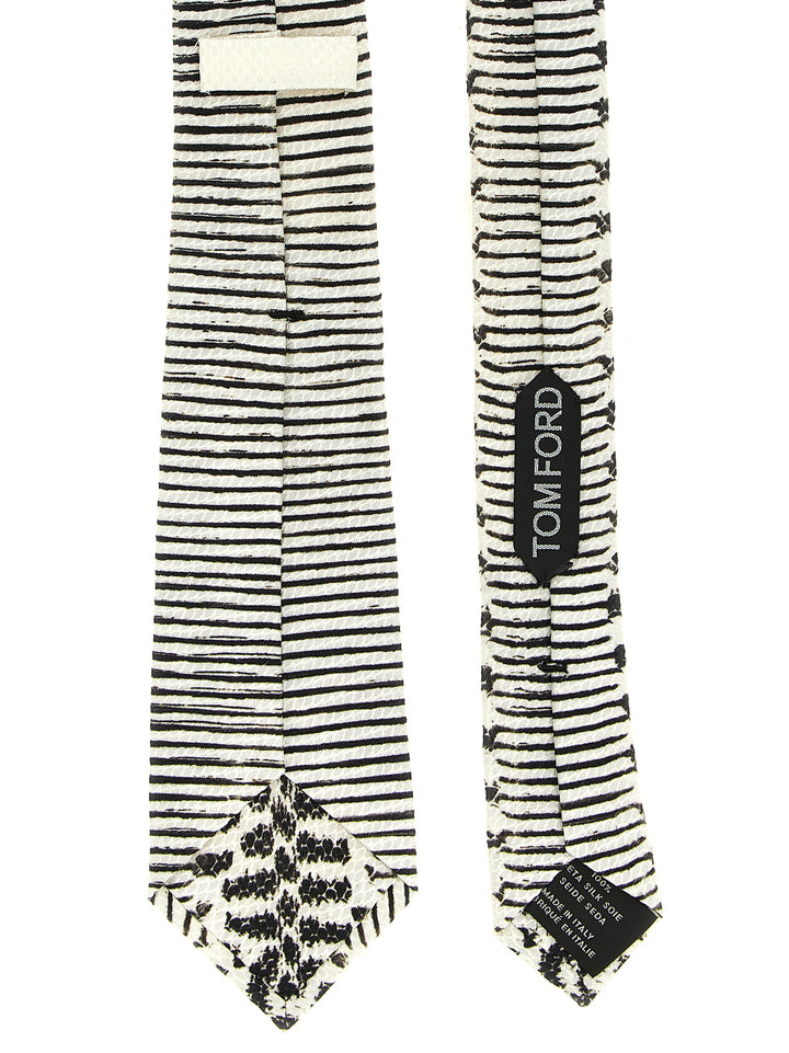 Tom Ford Snake Print Tie Cravatte - Bianco/Nero | e8948d90636e5a3150dcae602f40a2b3004cdecc