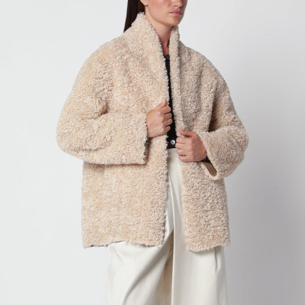 Manuela Beige Teddy-Effect Shearling Jacket