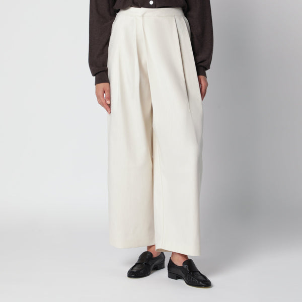 Leiko Ivory Wide-Leg Trousers