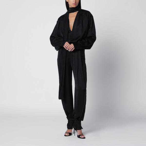 Blusa Mathilda de satén cupramio negro