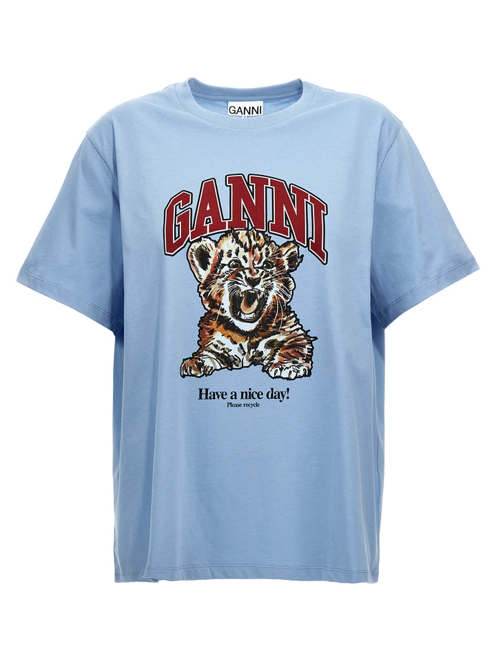 Ganni Tiger T shirt - Celeste | 9f15cffe184228c22c9182db7c16113ea6cf46fb