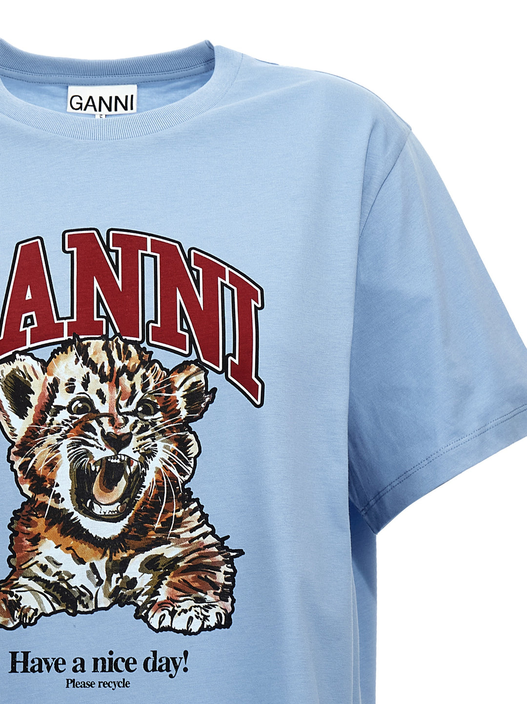 Ganni Tiger T shirt - Celeste | 579d432a59de2e5954015e1973b0801bfe478f95