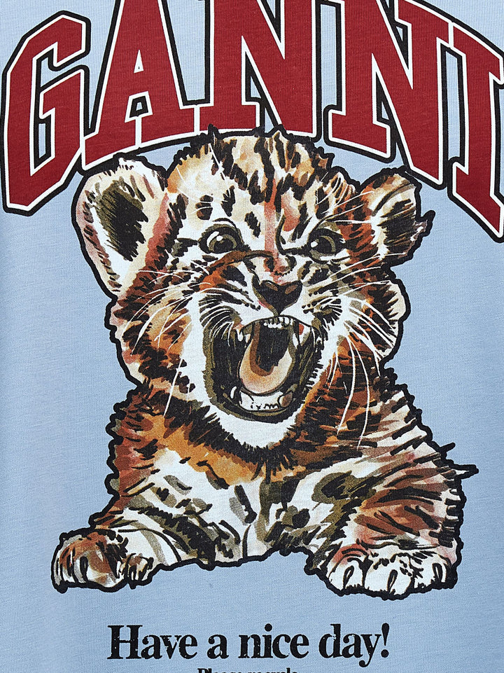 Ganni Tiger T shirt - Celeste | 5016eda6be253cf695f04e02d8b7a817641bf997
